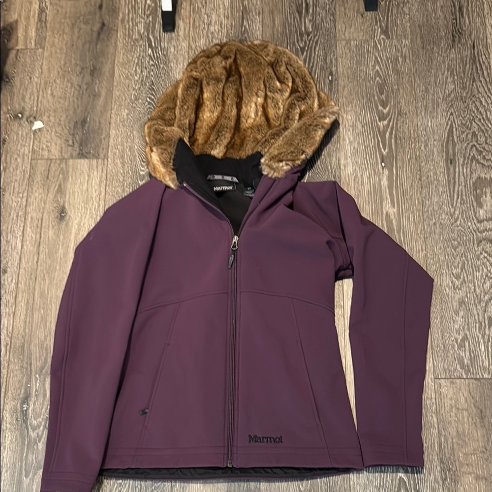 Marmot Purple Jacket with Faux Fur Hood